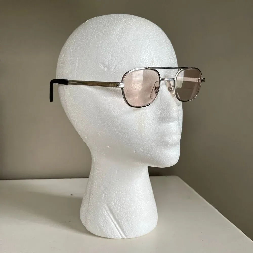 VTG Z87 ADEN USA Safety Glasses Pink Tint Bifocal Slvr Metal Frame